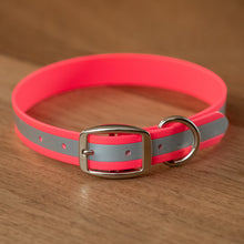 Load image into Gallery viewer, Hot Pink Reflective Dog Collar 1&quot; Wide with D-Ring Connector
